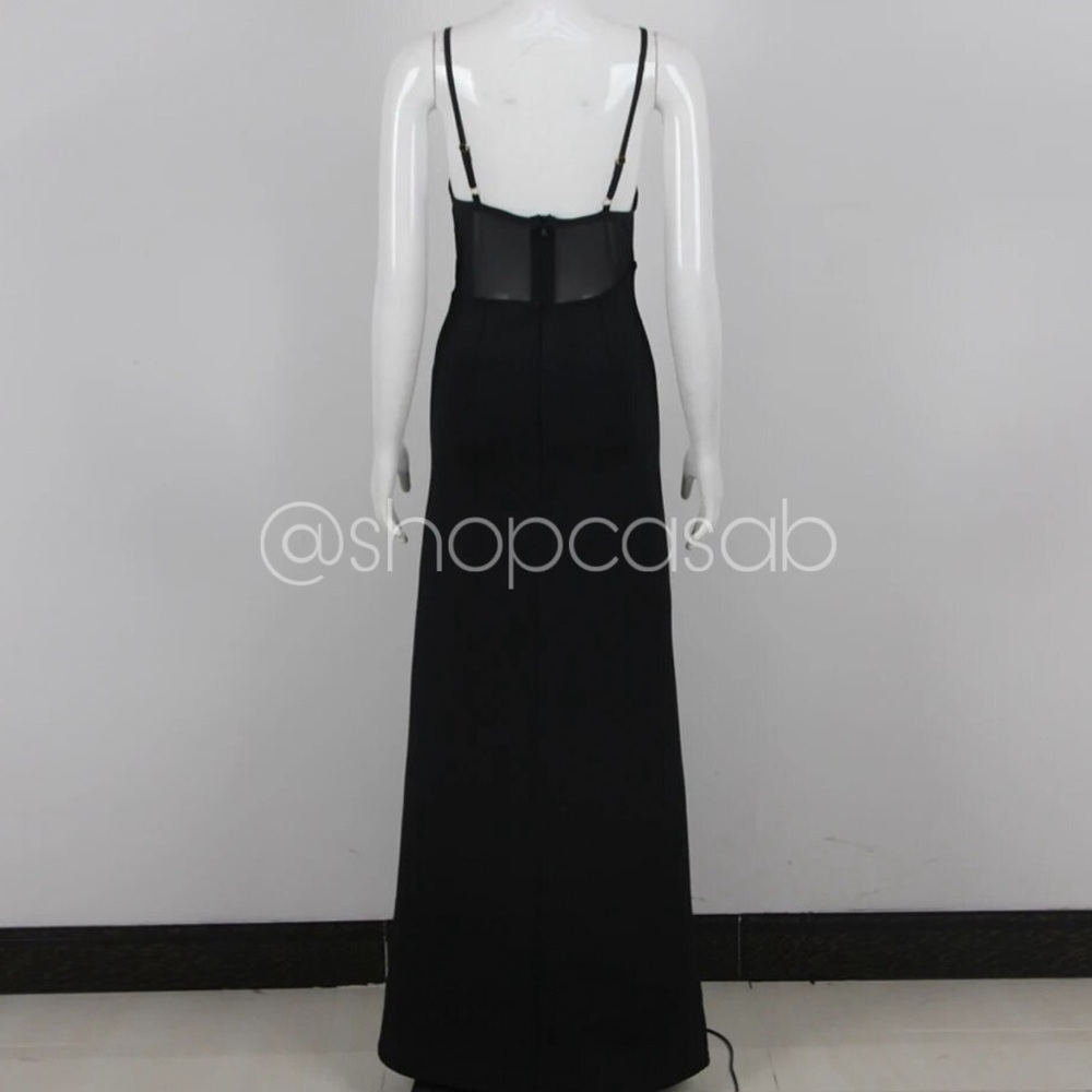 NEW💫CASA B| Starfish Bustier High Slit Draped Gown in Glamorous Black - Picture 7 of 14